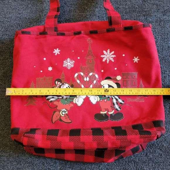 Disneyland 2019 Christmas Holiday Red Mickey & Minnie Tote Bag Disney Parks - Picture 12 of 13